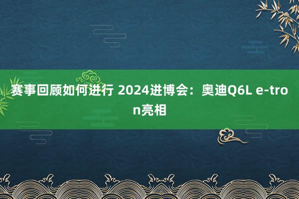 赛事回顾如何进行 2024进博会：奥迪Q6L e-tron亮相