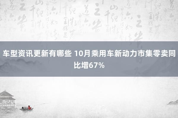 车型资讯更新有哪些 10月乘用车新动力市集零卖同比增67%