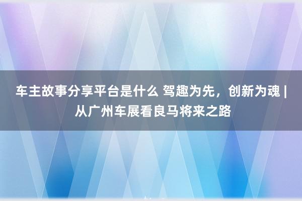 车主故事分享平台是什么 驾趣为先，创新为魂 | 从广州车展看良马将来之路