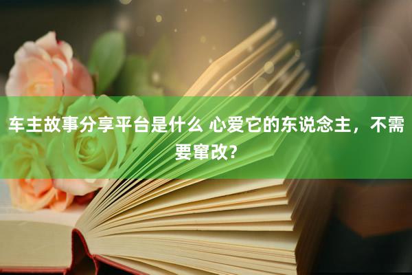 车主故事分享平台是什么 心爱它的东说念主，不需要窜改？