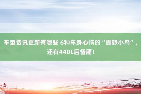 车型资讯更新有哪些 6种车身心情的“震怒小鸟”，还有440L后备厢！