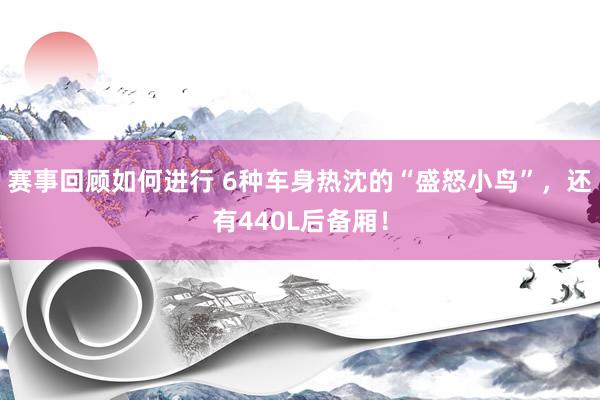 赛事回顾如何进行 6种车身热沈的“盛怒小鸟”，还有440L后备厢！