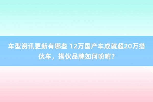 车型资讯更新有哪些 12万国产车成就超20万搭伙车，搭伙品牌如何吩咐？