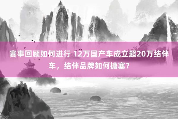 赛事回顾如何进行 12万国产车成立超20万结伴车，结伴品牌如何搪塞？