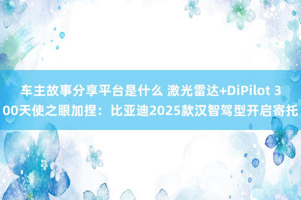 车主故事分享平台是什么 激光雷达+DiPilot 300天使之眼加捏：比亚迪2025款汉智驾型开启寄托