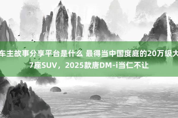 车主故事分享平台是什么 最得当中国度庭的20万级大7座SUV，2025款唐DM-i当仁不让