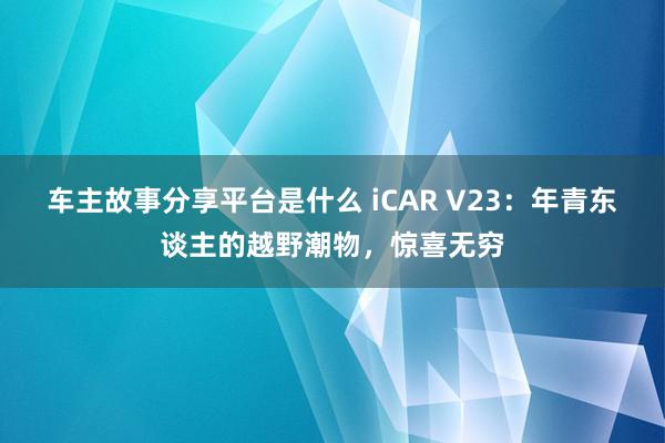 车主故事分享平台是什么 iCAR V23：年青东谈主的越野潮物，惊喜无穷