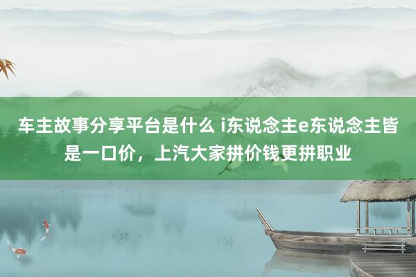 车主故事分享平台是什么 i东说念主e东说念主皆是一口价，上汽大家拼价钱更拼职业