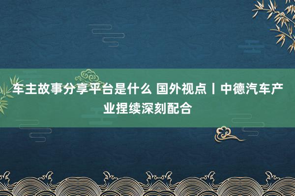 车主故事分享平台是什么 国外视点丨中德汽车产业捏续深刻配合