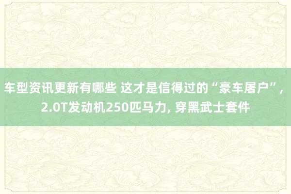 车型资讯更新有哪些 这才是信得过的“豪车屠户”, 2.0T发动机250匹马力, 穿黑武士套件