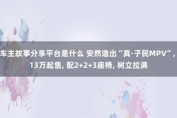 车主故事分享平台是什么 安然造出“真·子民MPV”, 13万起售, 配2+2+3座椅, 树立拉满