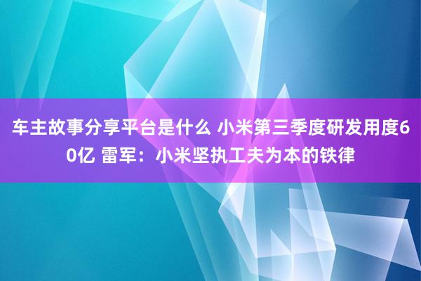 车主故事分享平台是什么 小米第三季度研发用度60亿 雷军：小米坚执工夫为本的铁律