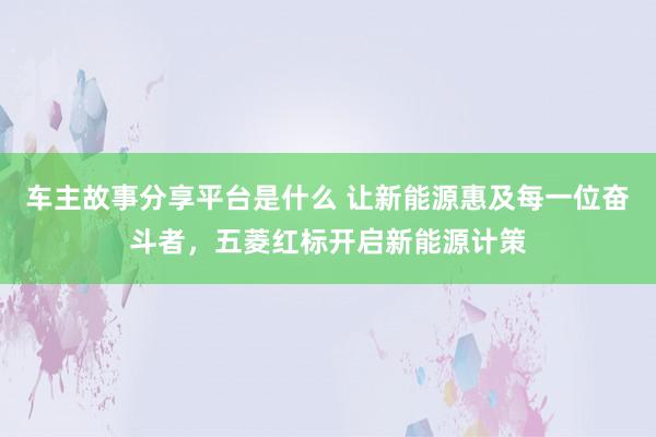 车主故事分享平台是什么 让新能源惠及每一位奋斗者，五菱红标开启新能源计策