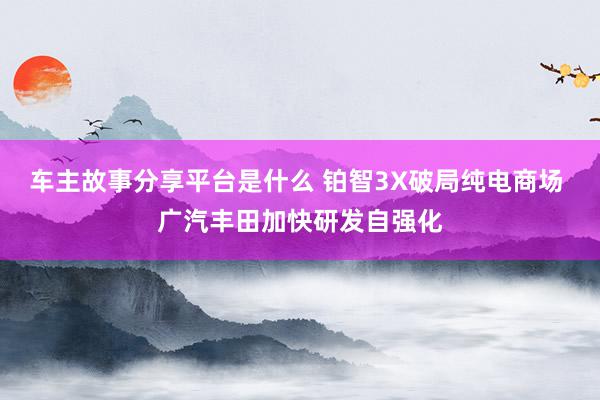 车主故事分享平台是什么 铂智3X破局纯电商场 广汽丰田加快研发自强化