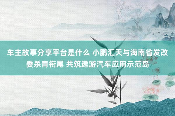 车主故事分享平台是什么 小鹏汇天与海南省发改委杀青衔尾 共筑遨游汽车应用示范岛